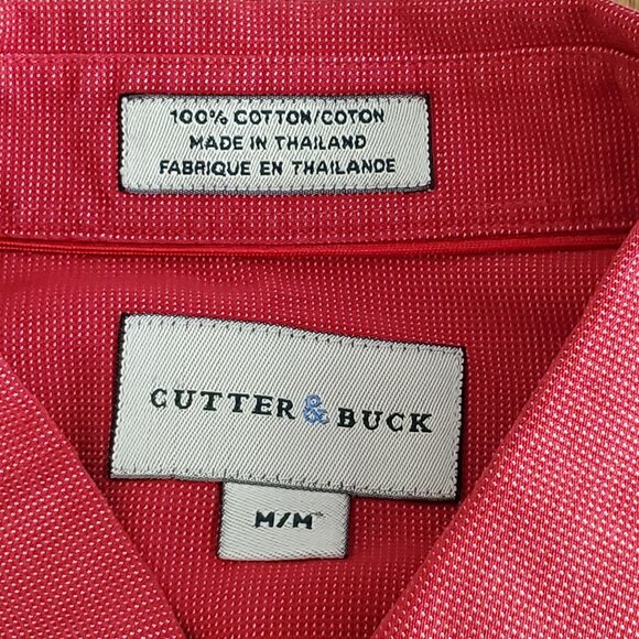 Cutter & Buck Mens Medium Short-Sleeve Red Button-Up Shirt 100% Cotton - Picture 4 of 9
